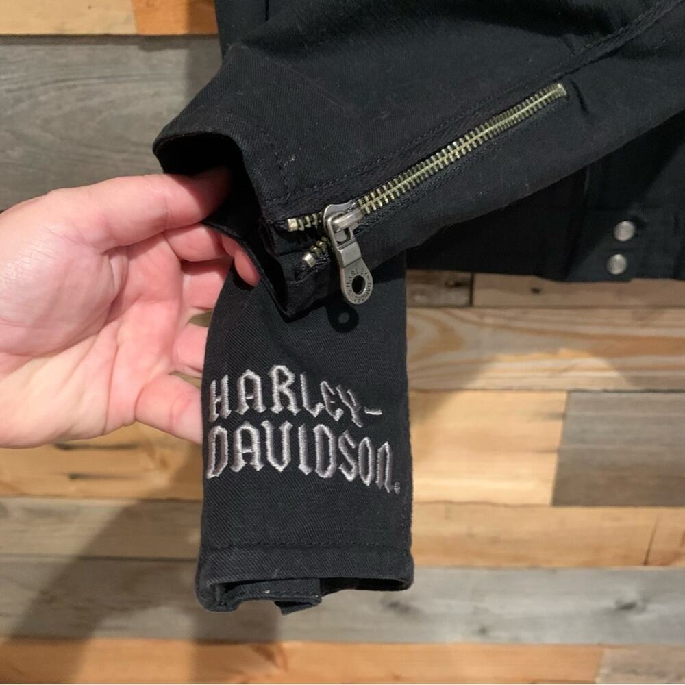 Harley-Davidson 3in1 Hoodie Lined Moto Jacket With Rivet Logo Detail Black Sz S - Picture 7 of 16